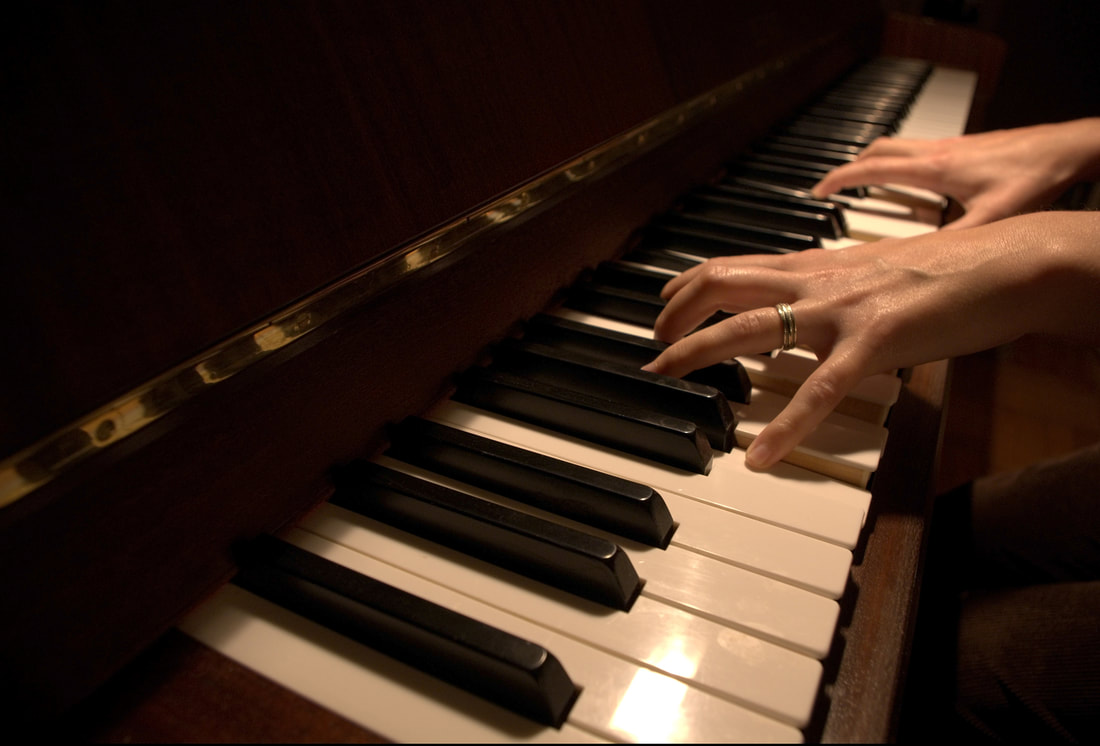 Picture of female hands positioned ready to play a piano